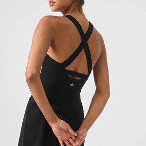 ALO Yoga Women's Elegant Black Backless Dress
